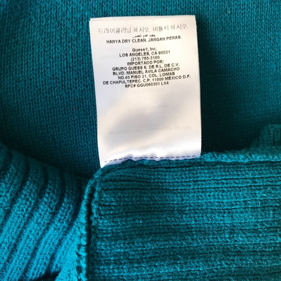Guess Turquoise Long Sleeve Sweater Size M - Picture 8 of 13
